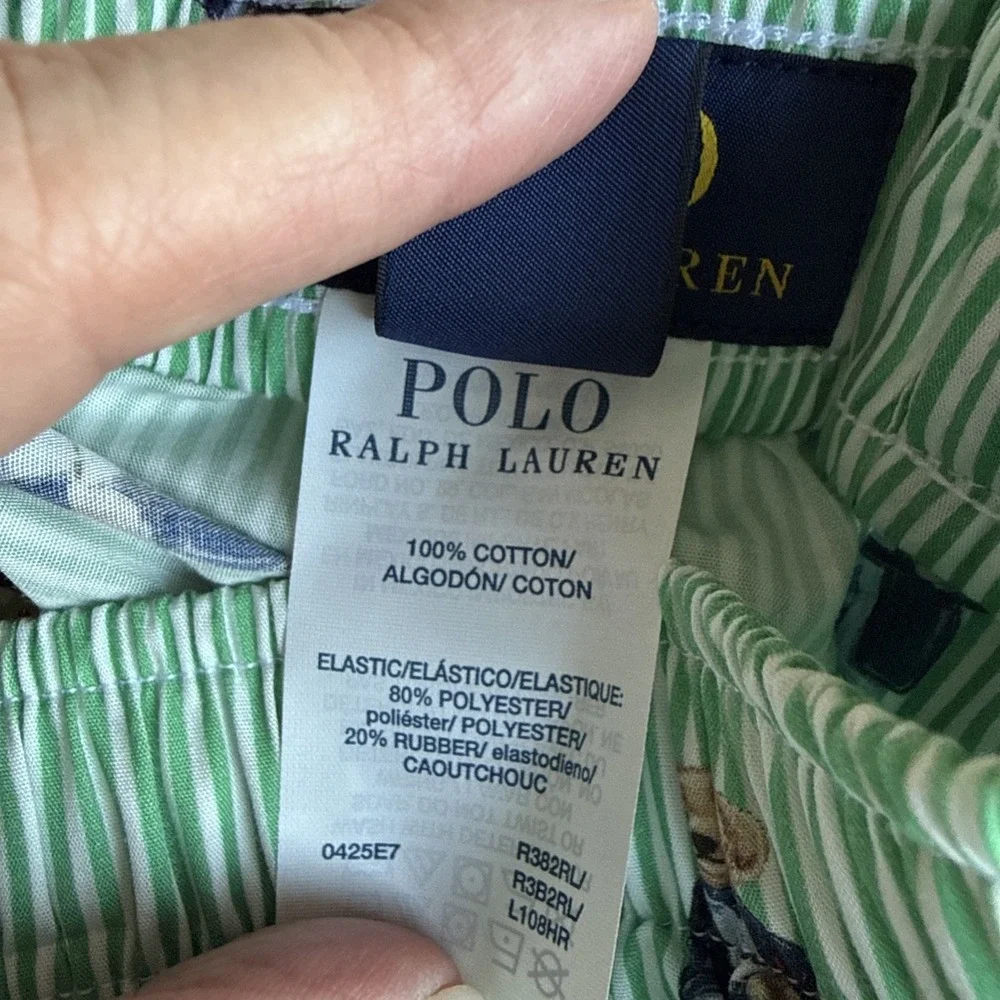 Polo Ralph Lauren Morning Coffee Bear Woven Striped Classic Fit Boxer Shorts M